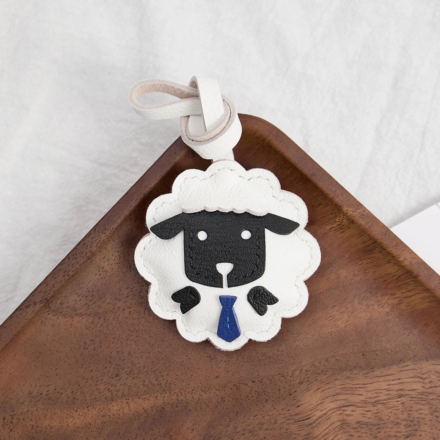 Porte-clés porte-bonheur en cuir sans visage noir confortable mignon cadeau