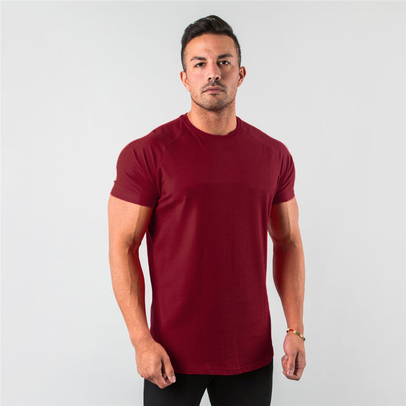 Breathable slim fit men's gym t-shirt – short sleeve, cotton blend, for workout & casual wear