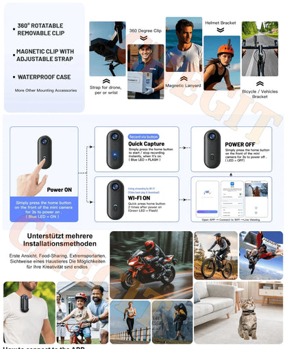 Action Camera Mini 4K 1080P Helmet And Bike Mount WiFi Full HD Sports Cam Summer 2026 Gear For Action Sports