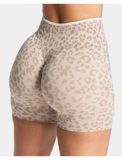 Stretchy women's seamless yoga shorts - high-waist hip-lifting, nylon blend, for gym and running