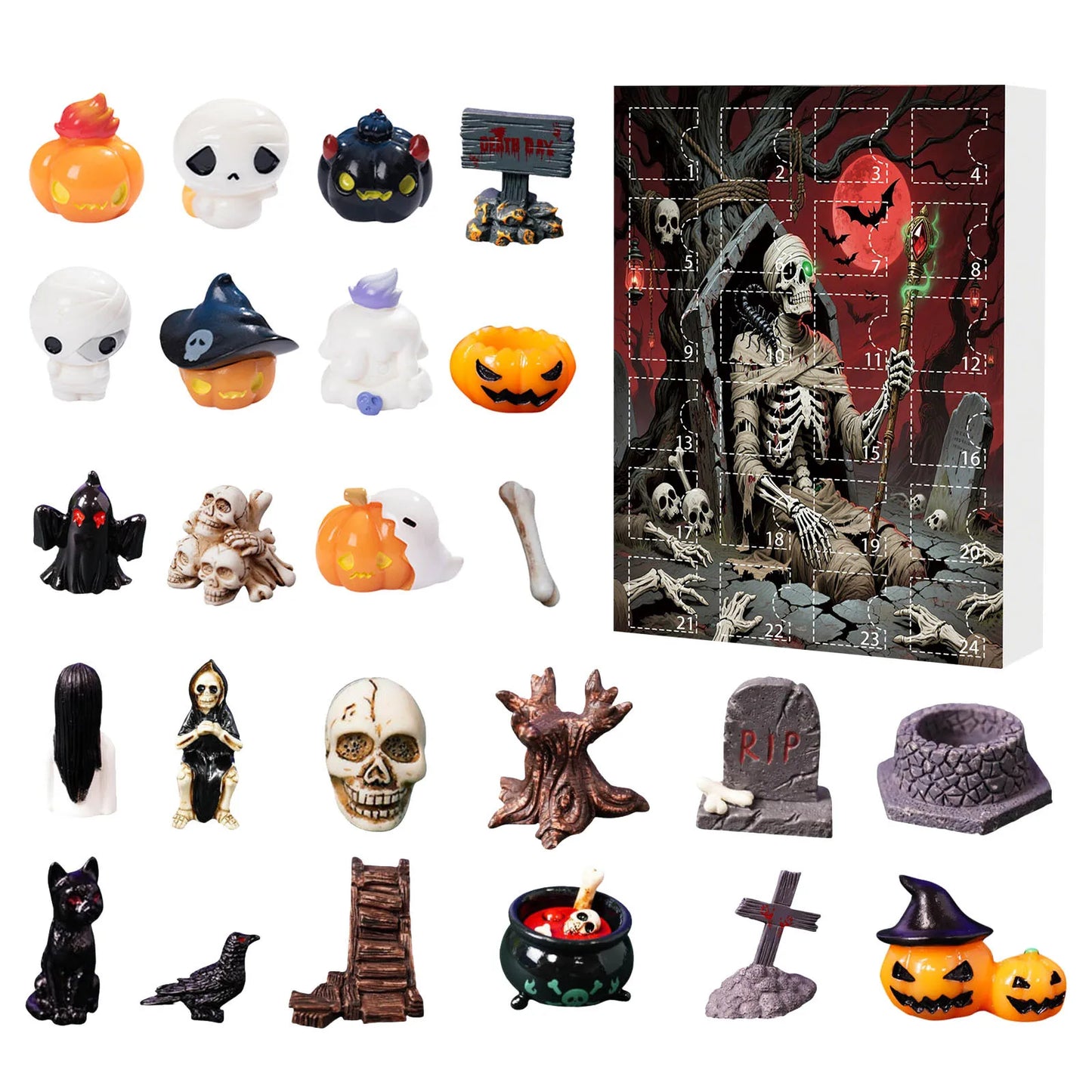 Calendario de Adviento de Halloween 24 Cuenta Regresiva con Mini Figuras