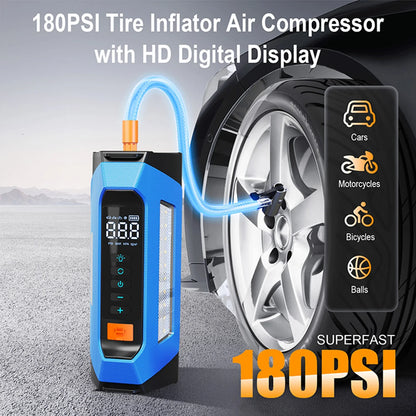 Auto Starthilfe Tragbare Powerbank 12V Mit Luftkompressor 6000A Spitzenwert Notstart 180 PSI Ablauf 2025