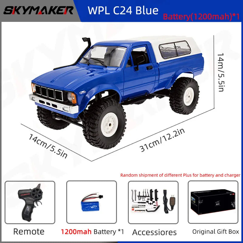 RC Car 1:16 Scale 4WD Rock Crawler Electric Off Road Buggy With LED Lights Gift For Kids 15-20 Min Run Time