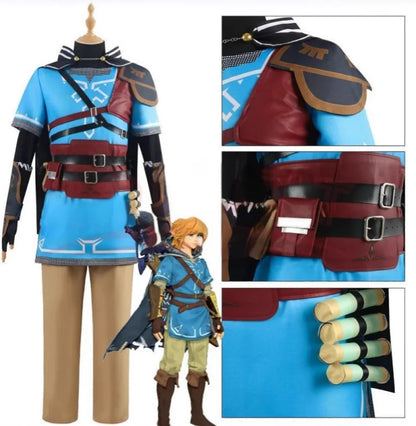 Legend of Zelda Breath of the Wild Link Cosplay Costume Set with Cloak for Adults Kids Halloween 2026