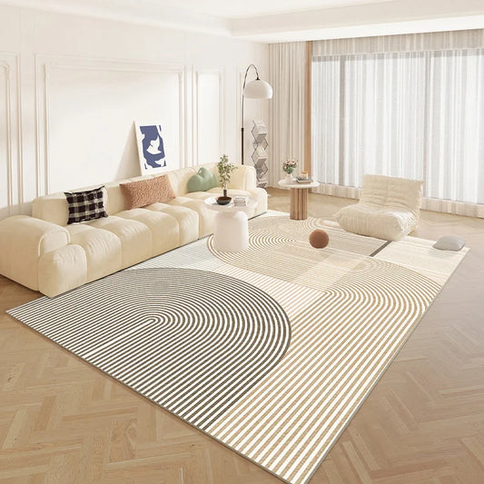 Japanese Style Rug Thick Washable Cream Stripe Cozy Mat