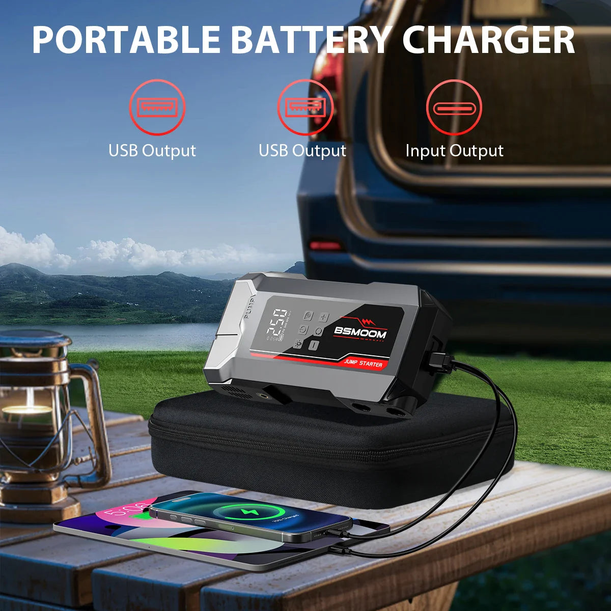 Car Jump Starter All In One Portable Power Bank With Wireless Tire Inflator Fall 2025 Emergency Prep Gift