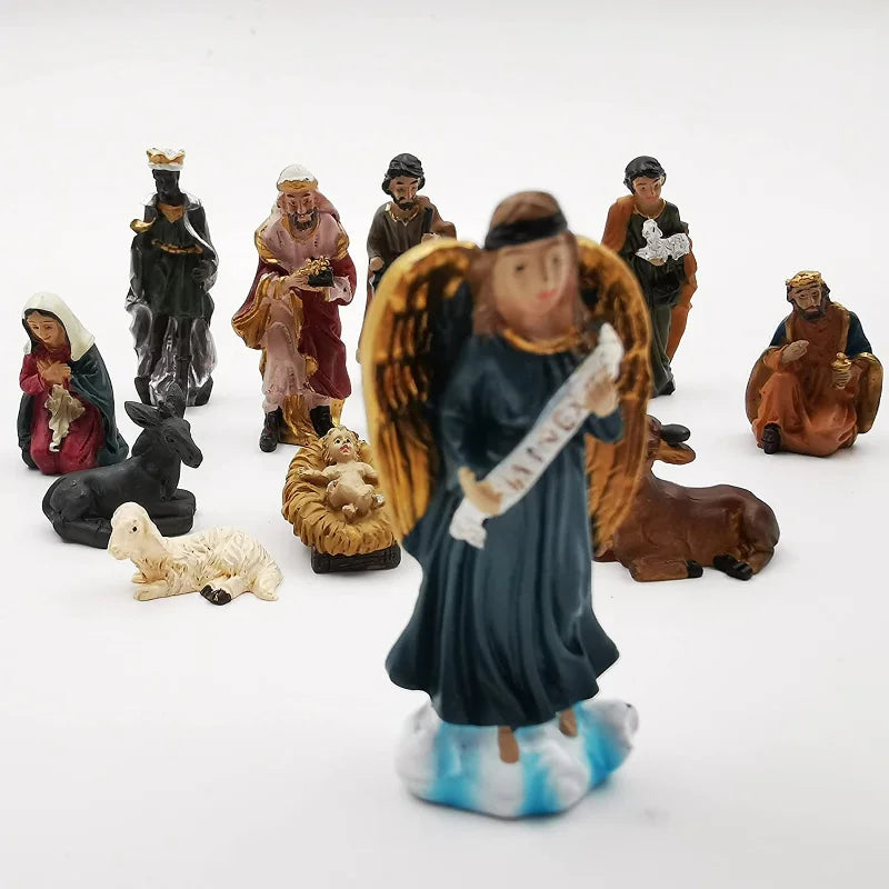 Nativity Set 11-Piece Resin Christmas Ornaments Manger Scene Catholic Figurines Decor Holiday 2025 Gift