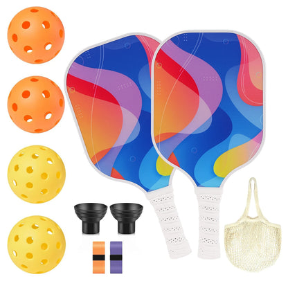 USAPA-godkänd Pickleball-racketsats med 2 paddlar, 4 bollar och bärväska - Lätta racketar i glasfiber för inomhus- och utomhusspel