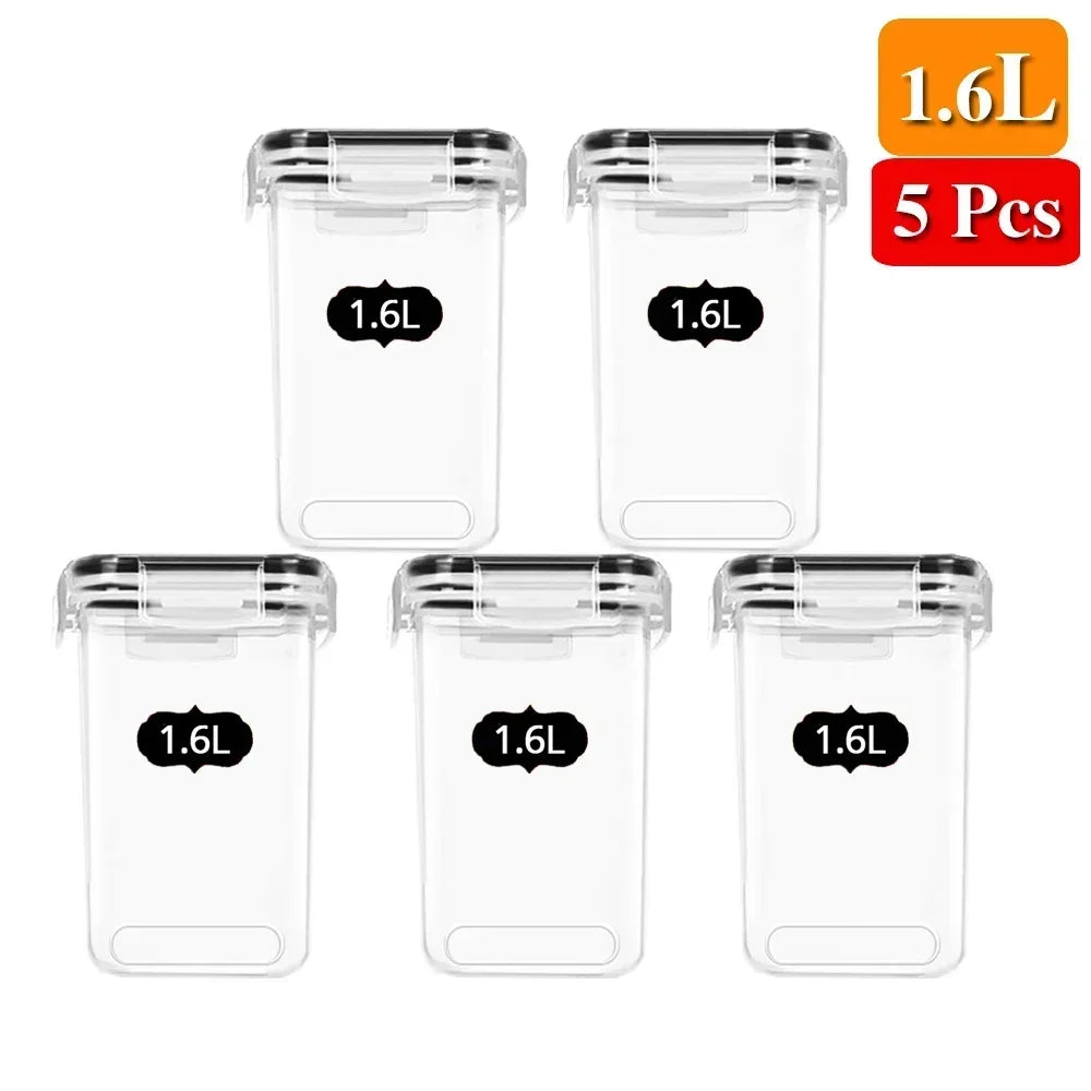 5-Piece Sealed Food Storage Container Set for Kitchen Organization and Refrigerator Use