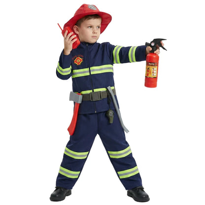 Cosplaykostuumset voor kinderen als brandweerman, met realistische speelgoeduitrusting voor jongens en meisjes, voor feestelijke optredens 2026