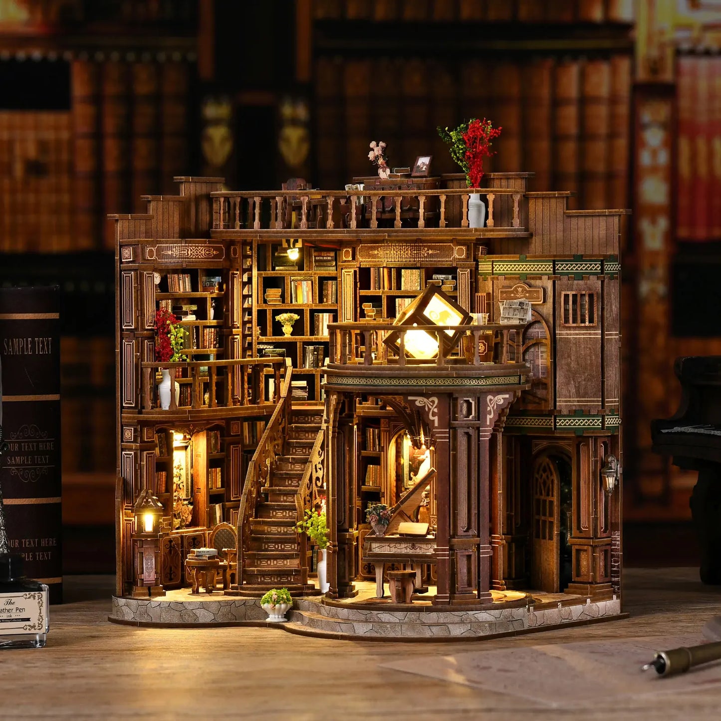 Miniature Dukkehus DIY Træbog Hus Sæt Hyggelig Efterår 2025 Rum Dekoration, Håndlavet Arkitektonisk Model Gave
