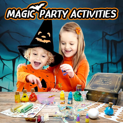 Enchanting DIY Magic Potions Kit for Kids - 24 Bottles, Spell Book & Magical Accessories for Halloween and Christmas Fun