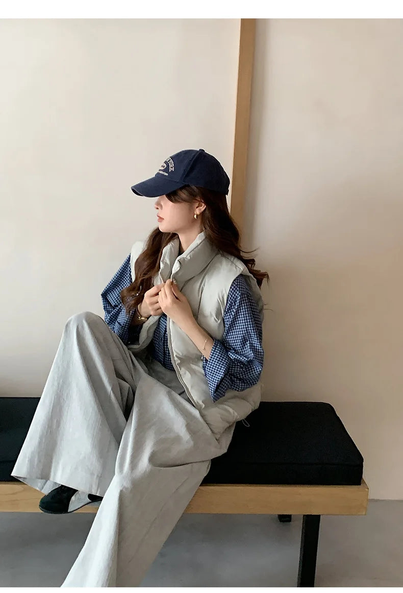 Lightweight Women's Down Vest - Cropped Boxy, Duck Fill