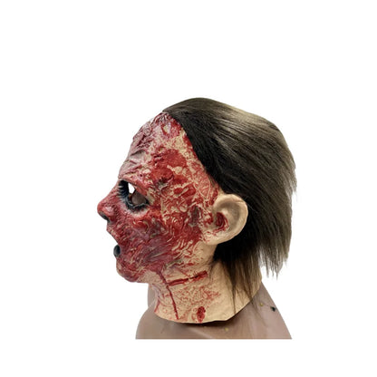 Bloedige slagersmasker van latex met horrortrauma en uitlopende bloeddetails voor volwassenen, Halloween 2026