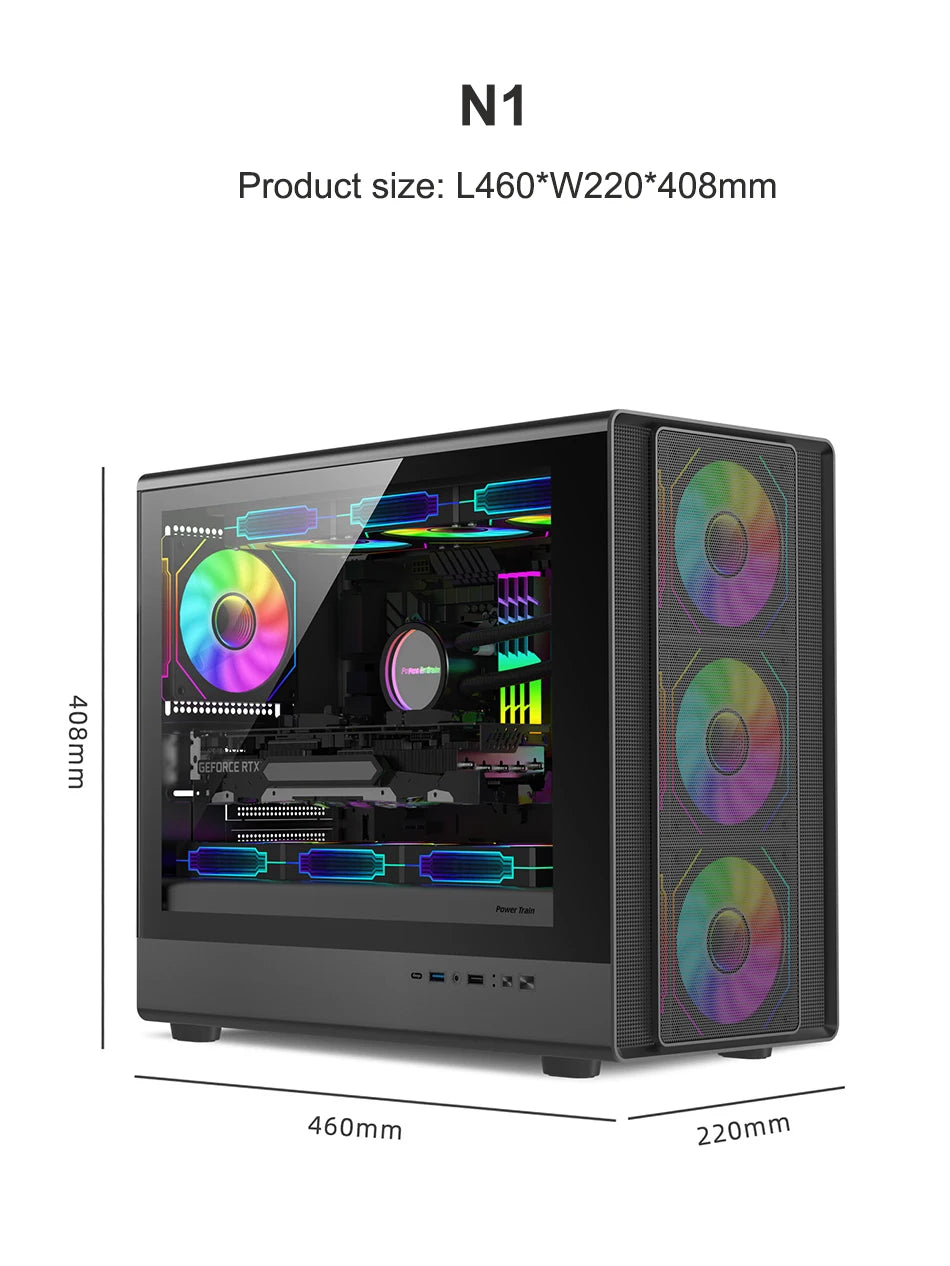 Boîtier PC vertical en verre MicroATX compatible avec radiateur 360mm