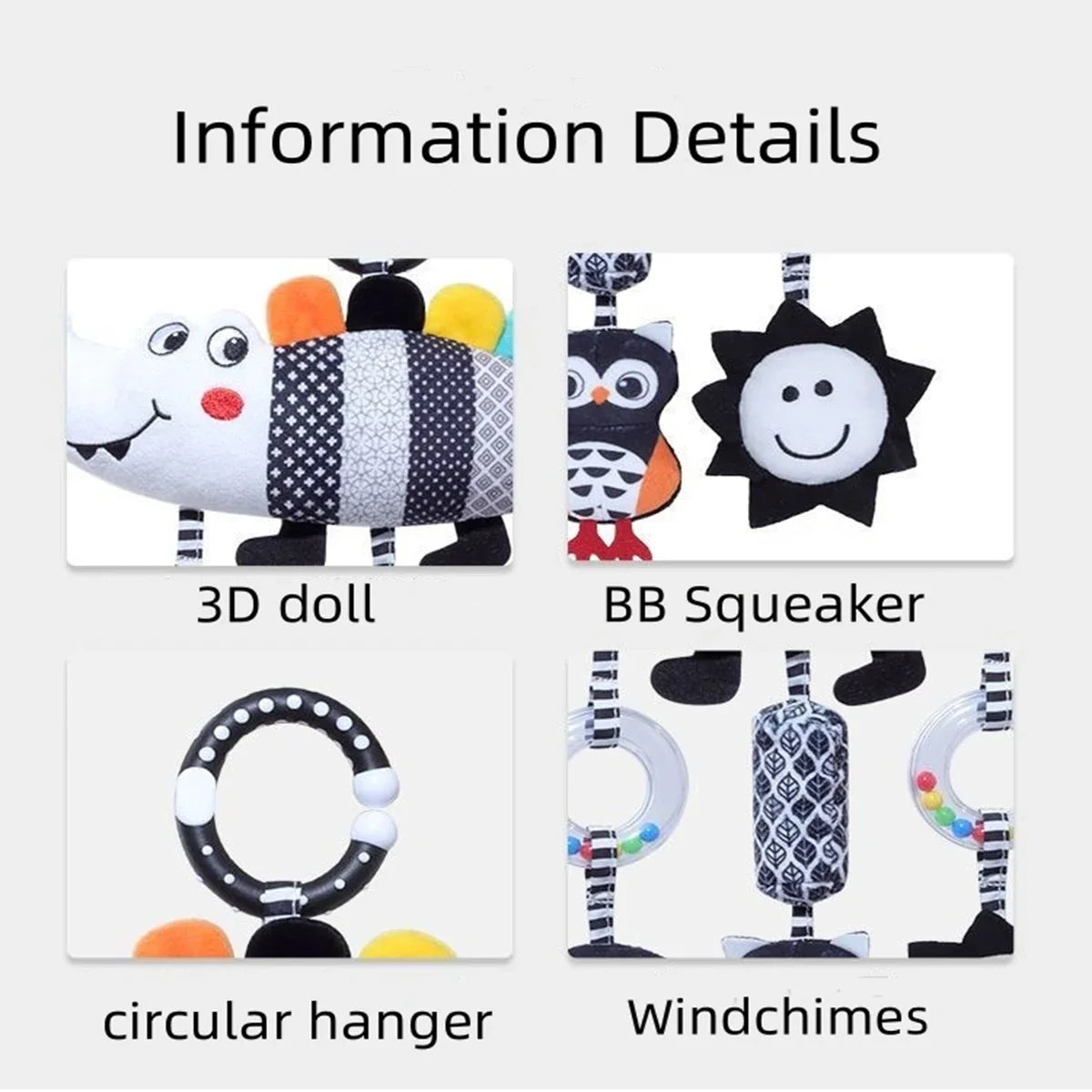 Sonajero para bebé Juguete colgante para cochecito Juguetes sensoriales para recién nacido