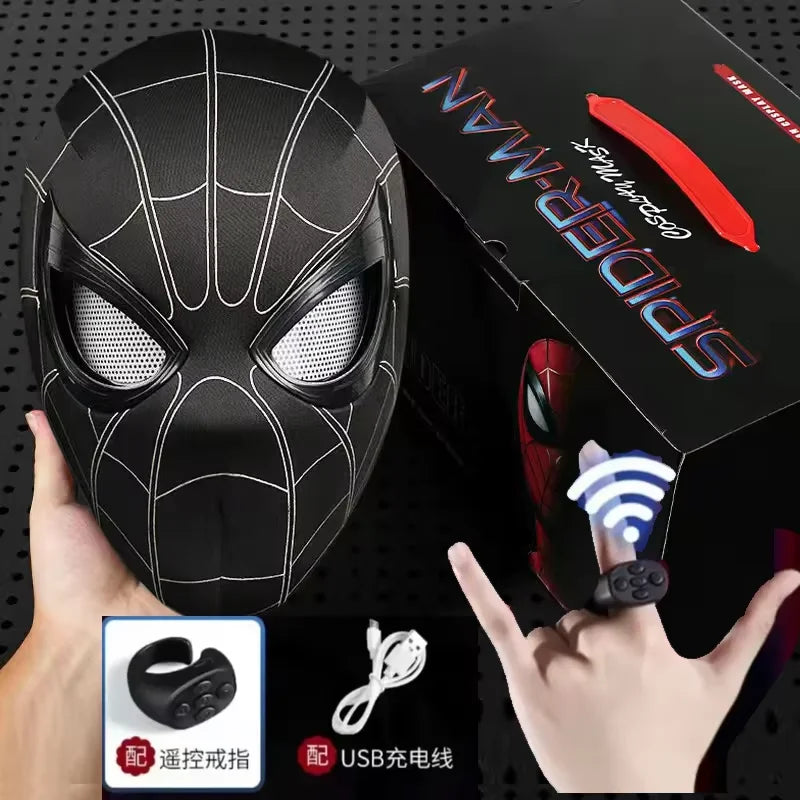 Remote-Controlled Spider-Man LED Cosplay Headgear with Glowing Red and Black Design 2026