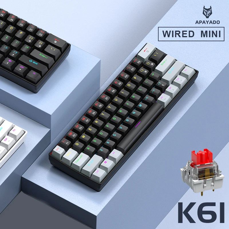 Teclado Mini Mecánico con Cable RGB Portátil 60 Porciento
