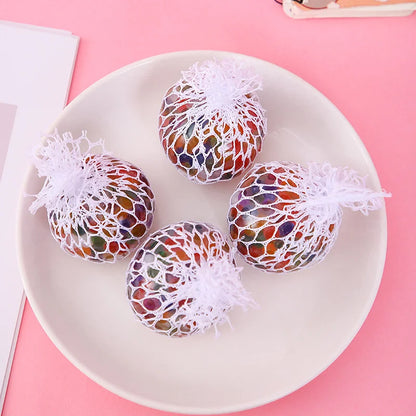 6cm Rainbow Bead Stress Ball Mesh Pinch Pocket Fidget