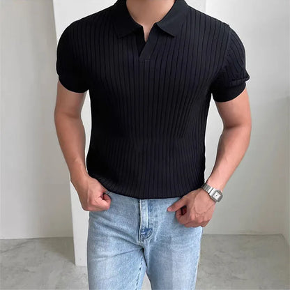 Quick-dry men's golf polo shirt - slim fit short sleeve, polyester, for sports and casual wear