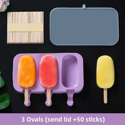 Variant image for Silicone Ice Cream Mold Set with Lids, Fun Shapes Ice Pop Maker for Homemade Treats, Easy Release and Dishwasher Safe-6