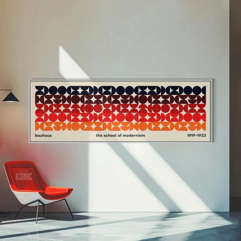 Mid Century Modern Panoramic Canvas Print Bauhaus Unframed