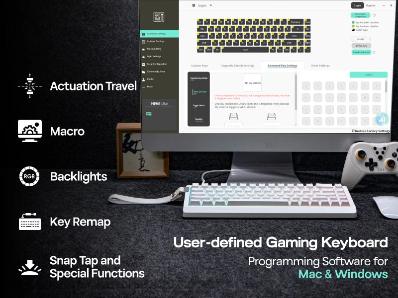 Teclado Mecánico Cableado Magnético al 65 Porciento con Retroiluminación RGB