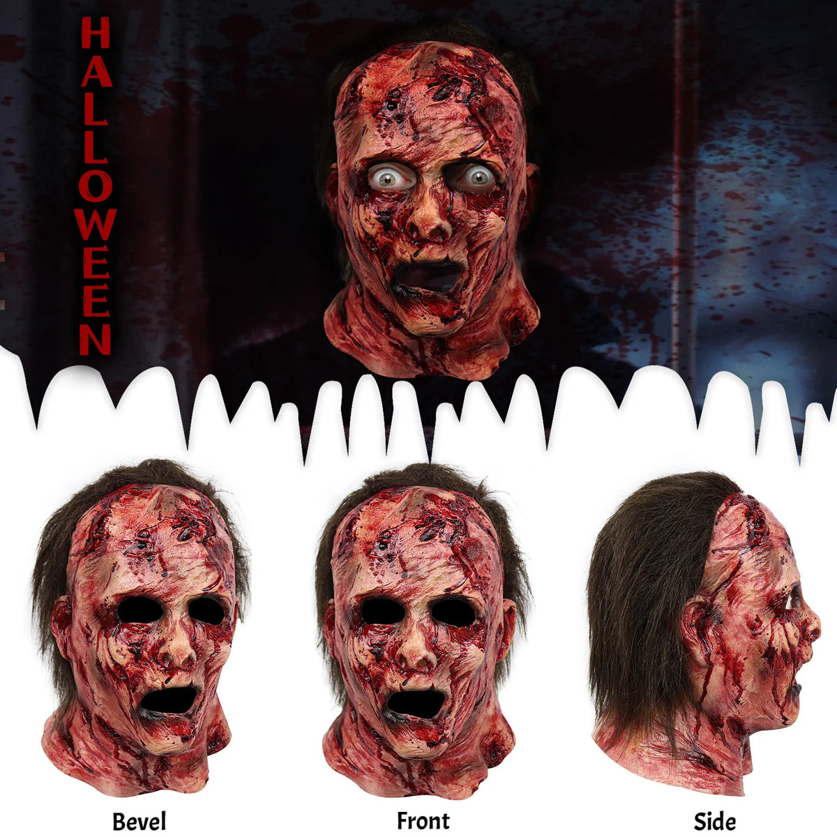 Scary Clown Silicone Full-Head Cosplay Mask Funny Masquerade Headgear for Adults 2026