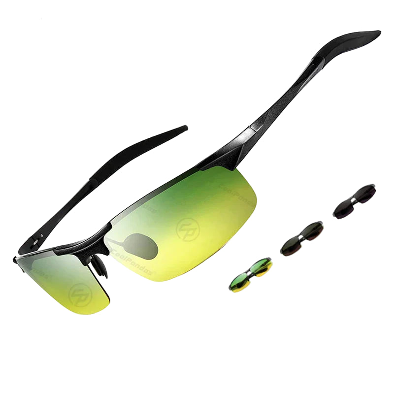 Photochromic Sunglasses Rimless Polarized Driving Night Vision Anti Glare Summer 2025