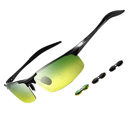 Photochromic Sunglasses Rimless Polarized Driving Night Vision Anti Glare Summer 2025