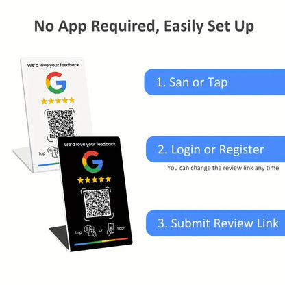 NFC Google Review Tap Card 215 - Programmable 13.56MHz QR Code Table Stand for Business