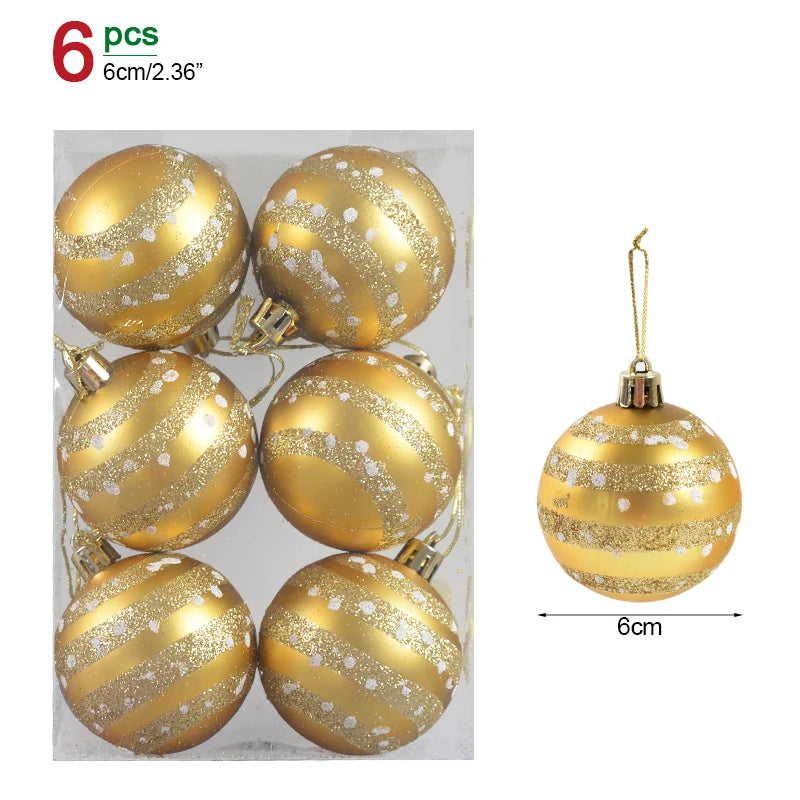 6cm Clear Glass Christmas Ornaments - 6-Pack Decorative Balls for New Year Tree, Perfect Holiday Gifts 2023