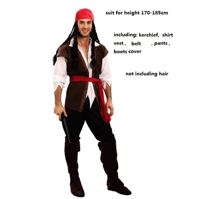 Pirates of the Caribbean Jack Sparrow Cosplay Costume Set for Men Women Halloween Carnival 2026