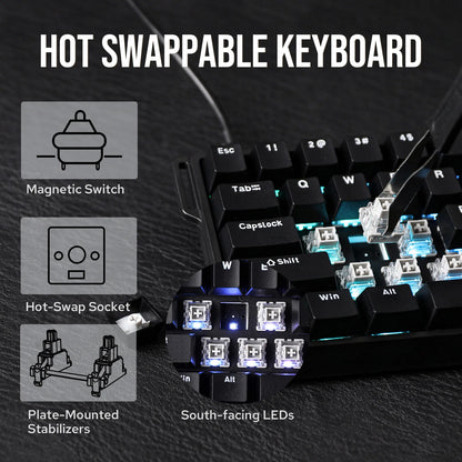 Teclado mecánico intercambiable en caliente del 60 por ciento aluminio RGB Hall