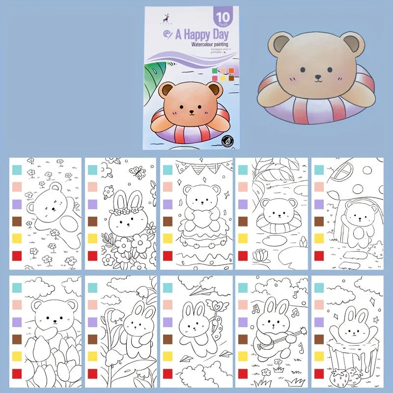 Watercolor Painting Book With Pen Self Contained Water Colors Art Kit For Kids Back To School 2025 Gift