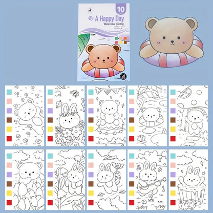 Watercolor Painting Book With Pen Self Contained Water Colors Art Kit For Kids Back To School 2025 Gift