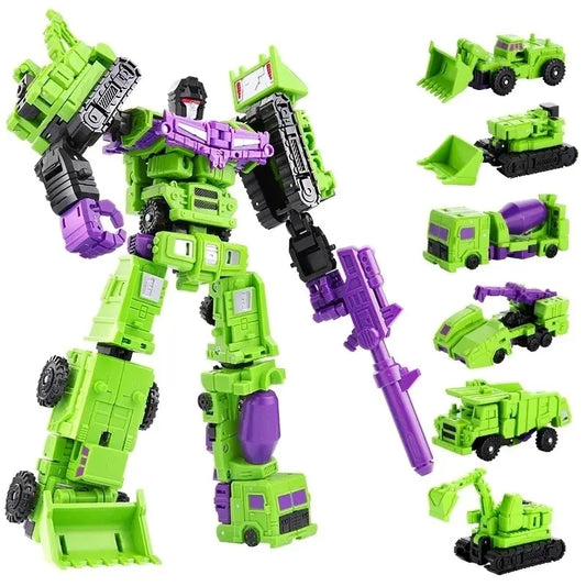 Mini 6-in-1 Transforming Devastator-actiefiguur - Groen robotspeelgoed voor kinderen, perfect cadeau voor kinderen 22 cm (8,6 inch)