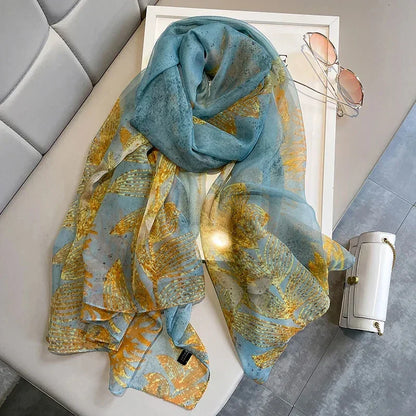 Lightweight Flowy Women’s Silk Scarf - Long Sheer Wrap