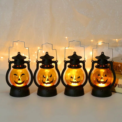 Halloween-LED-hanglamp in de vorm van een pompoen, spooklamp in retro-olielampstijl voor feest- en huisdecoratie, griezelig accessoire 2026