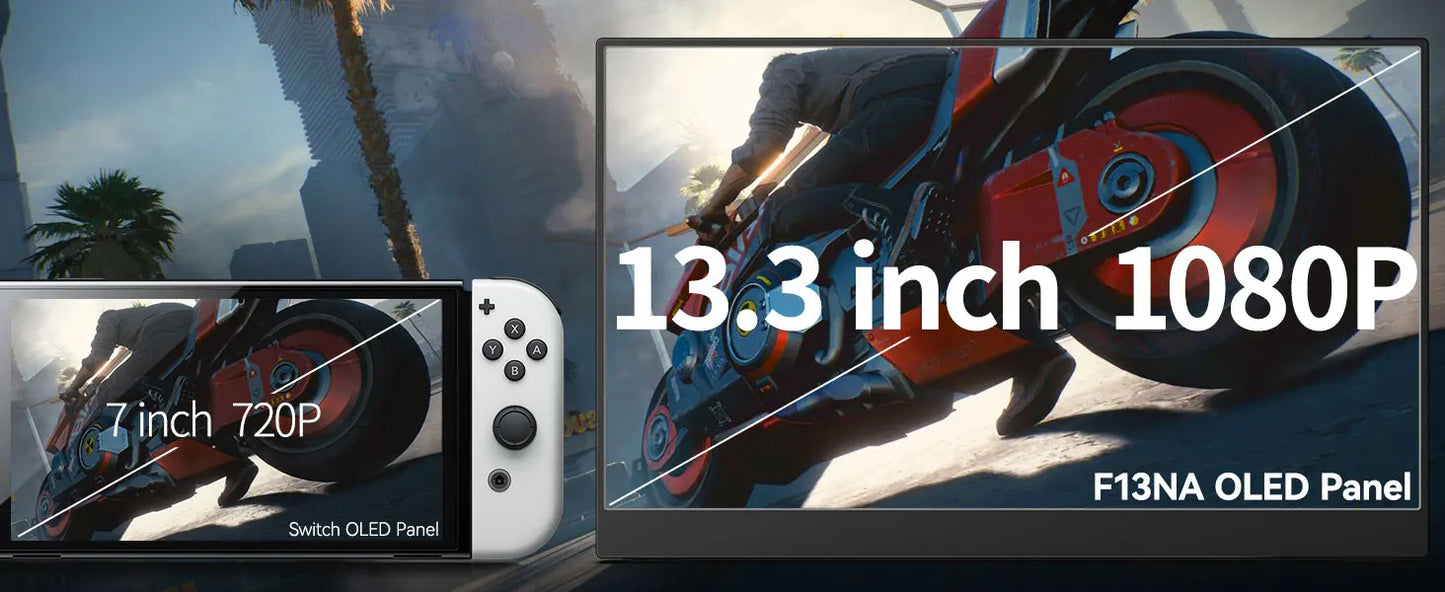 OLED 13,3 tommers bærbar skjerm 1 ms HDR 100 prosent DCI P3