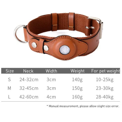 Leder-Hundehalsband verstellbar gepolstert Haustierhalsband mit AirTag-Halter Luxusdesign Ganzjahreskomfort Geschenk