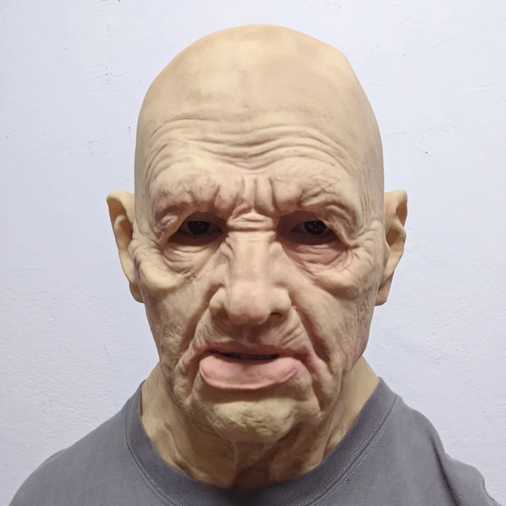 Realistisch latex cosplaymasker voor een kale oude man met rimpels en volledige hoofdbedekking, attribuut voor Halloweenmaskeradefeest 2026