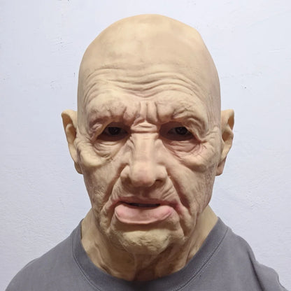 Realistisch latex cosplaymasker voor een kale oude man met rimpels en volledige hoofdbedekking, attribuut voor Halloweenmaskeradefeest 2026