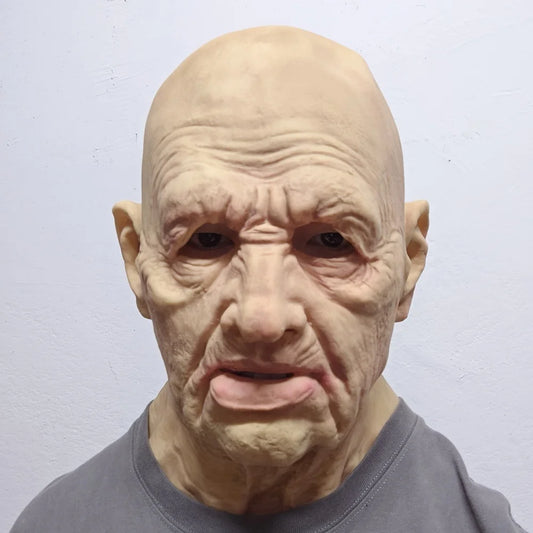 Skaldet gammel mand, realistisk latex-cosplaymaske med rynker og fuldt hoved, rekvisit til halloweenmaskerade og fest 2026