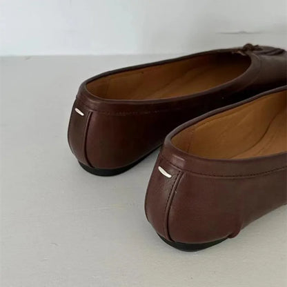 Soft Women Tabi Ballet Flats - Split Toe, Leather, Casual