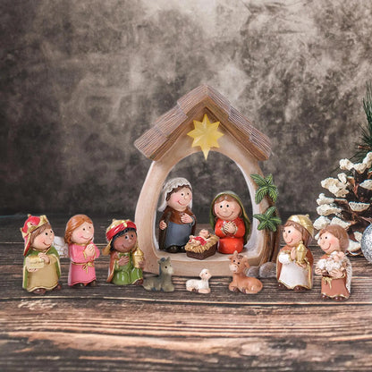 Nativity Figurines 12-Piece Lighted Holy Family Scene For Christmas Tabletop Decor 2025 Trend