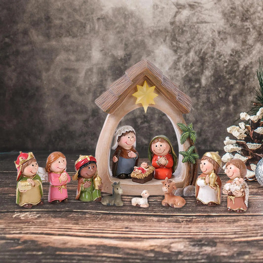 Nativity Figurines 12-Piece Lighted Holy Family Scene For Christmas Tabletop Decor 2025 Trend