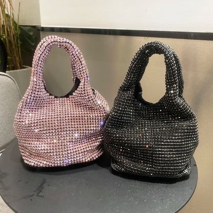 Glanzende Kristallen Clutch Tas Emmer Schoudertas voor Avond Luxe Strass Handtas