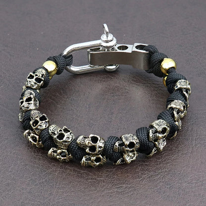 Skull Paracord Bracelet Gothic Wristband Halloween 2026 Gift Idea Adjustable Braided Jewelry