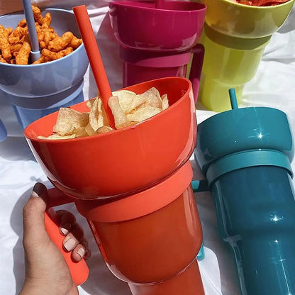 Vaso para bocadillos 2 en 1 Tazón para bocadillos Vaso antisalpicaduras a prueba de fugas Vaso para palomitas Estadio Noche de película Otoño 2025